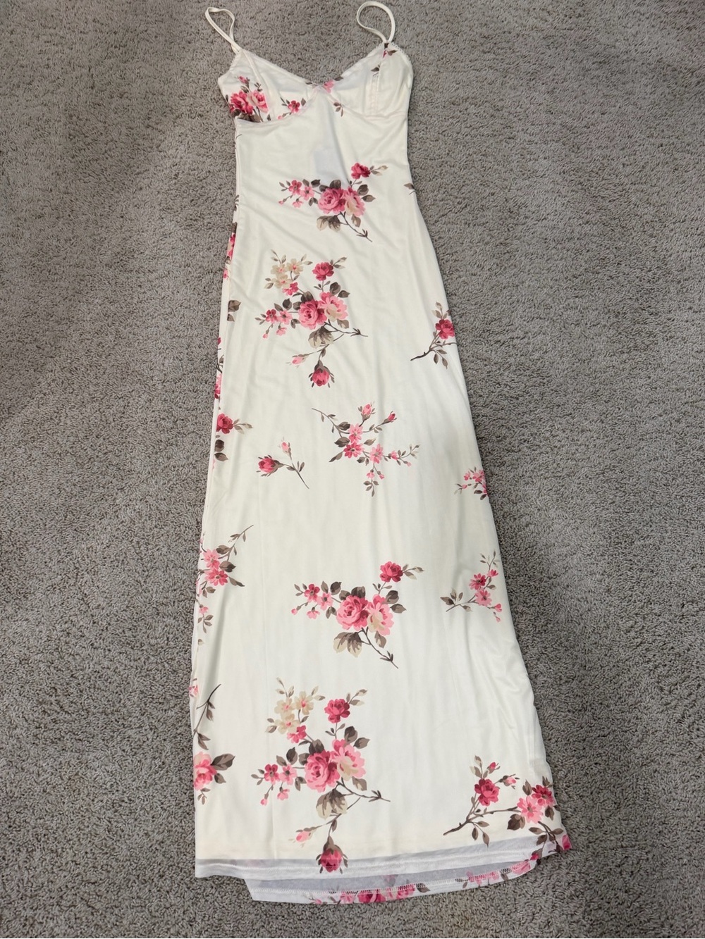Tiger Mist Pale Yellow Maxi Dress with Pink Floral Print